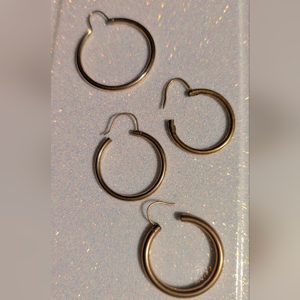 4 Gold Filled Hoop Earrings Set
